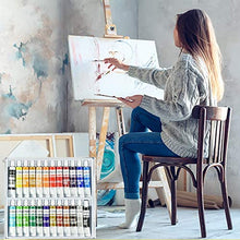 Load image into Gallery viewer, Upgraded Acrylic Paint Set - High-End Arts & Crafts Painting Supplies for Kids & Adults - 24 Stunning Pigments, 10 Professional Brushes & Carrying Case + Extra Bonus: Palette Tray, Knife with Sponge.