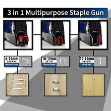 Load image into Gallery viewer, Heavy Duty Staple Gun with 600 Staples 3 in 1 - A Great Stapler Gun for Wood Crafts Upholstery Fabric & Carpet -Fixing Decorations On The Wall & Stapling Wire to The Fence