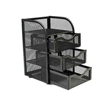 Load image into Gallery viewer, Mind Reader Mini Desk Supplies Office Supplies Organizer, 3 Drawers, 1 Top Shelf, Black