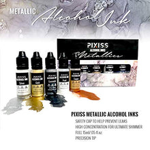 Load image into Gallery viewer, Pixiss Metallic Alcohol Inks, Pearl, Gold, Silver, Gunmetal, Copper, 0.5oz Extreme Shimmer Mixatives