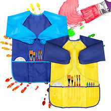 Load image into Gallery viewer, Cubaco 4 Pack Kids Art Smocks Children Waterproof Artist Painting Aprons with Long Sleeve and 3 Pockets for Age 3-8 Years