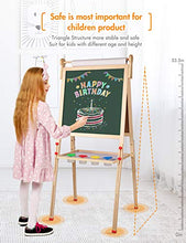 Load image into Gallery viewer, YOHOOLYO Kids Wooden Art Easel with Paper Roll, Double Sided Whiteboard Chalkboard Children Easel,Adjustable Height Magnetic Dry Easel Drawing with Kids Art Easel Playset for Boys Girls Gifts