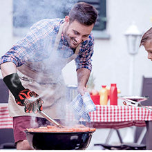 Load image into Gallery viewer, BBQ Gloves, 1472°F Heat Resistant Grilling Gloves Silicone Non-Slip Oven Gloves Long Kitchen Gloves for Barbecue, Cooking, Baking, Cutting