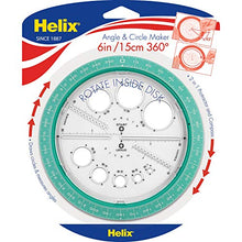 Load image into Gallery viewer, Helix Angle and Circle Maker with Integrated Circle Templates, 360 Degree, 6 Inch / 15cm, Assorted Colors (36002)