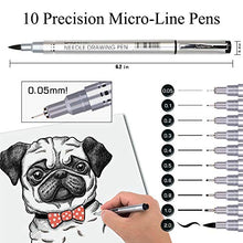Load image into Gallery viewer, 10 Pcs Precision Micro-Line Pens, Fineliner, Multiliner, Black Waterproof Archival Ink, Artist Illustration, Anime, Sketching, Technical Drawing, Office Documents&Scrapbooking, Manga Pens Writing