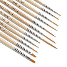 Load image into Gallery viewer, Jerry Q Art 12 Pcs Detail Paint Brushes, Golden Synthetic Hair, High Performance for Oil, Acrylic and Watercolor JQ-503
