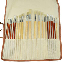 Load image into Gallery viewer, Hide & Drink, Artist Paint Brush Canvas Roll-Up with Leather Lining Storage Wrap / 24 Slots / Workshop Art Study Handmade :: Manta