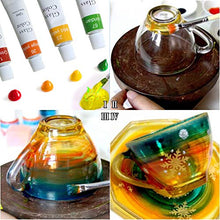 Load image into Gallery viewer, Happlee Stained Glass Paint 12 Colors Non Toxic Porcelain Paint for Glass Painting Permanent Acrylic Enamel Paint Transparent Glass Paint Set Translucent Glass Kit for Wine glass Window Ceramic, 0.41 fl.oz