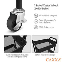 Load image into Gallery viewer, CAXXA 3-Tier Rolling Metal Storage Organizer - Mobile Utility Cart, Kitchen Cart with Caster Wheels (Black)