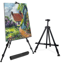 Load image into Gallery viewer, T-Sign 72'' Tall Display Easel Stand, Aluminum Metal Tripod Art Easel Adjustable Height from 22-72”, Extra Sturdy for Table-Top/Floor Painting, Drawing and Display with Bag, Black