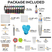 Load image into Gallery viewer, Nicpro Acrylic Pouring Kit, Artist Starter Supplies Including 19 Colors Acrylic Paints,Pouring Medium, Silicone Oil, Canvases, Gloves, Strainers, Brushes, Mixing Stick for Flow DIY Painting