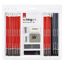 Load image into Gallery viewer, KINGART Artist Pencil Kit, Set of 26 Sketching and Drawing Set, Graphite 26 Piece