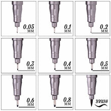 Load image into Gallery viewer, Looneng Technical Fineliner Pens, 9 Assorted Nib Size Permanent Manga Comic Sketch Drawing Pen (Black Ink)