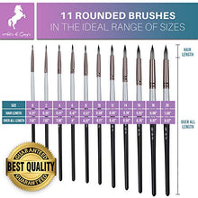 Load image into Gallery viewer, Round Watercolor Brushes Variety Set of 11 Water Color Brushes - Artist Quality for Watercolor Paints, Acrylic, Inks, Gouache, Oil and Tempera by Adi's&Guy's