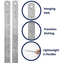 Load image into Gallery viewer, Pacific Arc 12 Inch Stainless Steel Ruler with Inch/Metric Conversion Table