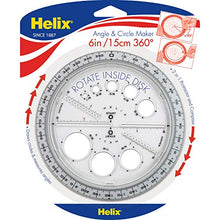 Load image into Gallery viewer, Helix Angle and Circle Maker with Integrated Circle Templates, 360 Degree, 6 Inch / 15cm, Assorted Colors (36002)