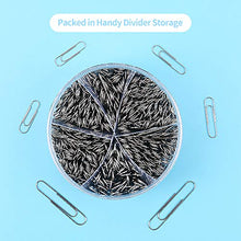 Load image into Gallery viewer, 700 Paper Clips,Medium and Jumbo Size,Paperclips for Office School and Personal Use(28 mm,33mm,50 mm) (Silver)