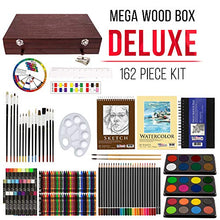 Load image into Gallery viewer, US Art Supply 162 Piece-Deluxe Mega Wood Box Art, Painting & Drawing Set that contains all the additional supplies you need to get started.