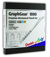 Load image into Gallery viewer, Pentel Arts GraphGear 1000 Premium Gift Set with Refill Leads & Erasers (PG1000BXSET) , Black , 0.3mm, 0.5mm, 0.7mm, 0.9mm