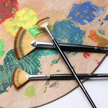 Load image into Gallery viewer, Paint Brush Set Artist Fan Painting Brushes Wood Long Hands for Oil Acrylic Watercolor 3 Pcs