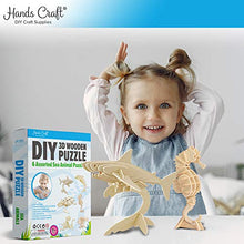 Load image into Gallery viewer, Hands Craft DIY 3D Wooden Puzzle Bundle Set, Pack of 6 Sea Animals Brain Teaser Puzzles | Educational STEM Toy | Safe and Non-Toxic Easy Punch Out Premium Wood | (JP2B5)