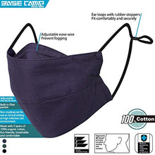 Load image into Gallery viewer, BASE CAMP Reusable Cloth Face Masks 100% Cotton Washable Adjustable Breathable Fabric Mask with Filter Pocket