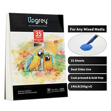 Load image into Gallery viewer, UPGREY Watercolor Paper Pads 35 Sheets Painting Paper 9"x12" Sketch Pads Drawing Paper Acid Free Sketchbook Watercolor Journal Cold-Pressed Double Sided for Wet & Dry Media (140lb/300gsm)