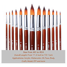 Load image into Gallery viewer, BOSOBO Pointed-Round Paint Brushes Set, 13pcs Professional Wood Handle Nylon Hair Artist Paintbrushes for Watercolor Acrylic Ink Gouache Oil Tempera Painting, Face Body Art, Craft and Paint by Number