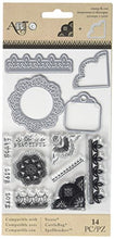 Load image into Gallery viewer, Momenta Stamp & Die-Cut Set - "Doilies and Lace" - Easy-to-Cut Stylish Embellishments and Salutations for Greeting Cards and Scrapbooks