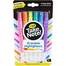 Load image into Gallery viewer, Crayola Take Note Erasable Highlighters, Cool School Supplies, Chisel Tip Markers, 6 Count