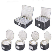 Load image into Gallery viewer, Complete Dinnerware Storage Set #1 Best Protection for Storing or Transporting Fine China Dishes Coffee Tea Cups Wine Glasses Includes 48 Felt Protectors for Plates