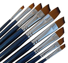 Load image into Gallery viewer, Artist Paint Brushes - A - Golden Nylon, Long Handle, Angular Paint Brush Set - Ideal for Acrylic Painting and Oil Painting, and Equally Useful for Watercolor Painting and Gouache Color Painting.