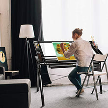 Load image into Gallery viewer, BAHOM Adjustable Drafting Table Glass Top, Art Drawing Craft Desk with 2 Drawers, Perfect for Artwork and Design, Black