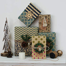 Load image into Gallery viewer, RUSPEPA Reversible Kraft Wrapping Paper Sheet - Navy Geometric Design Kraft Paper - 6 Sheets Packed as 1 roll - 17.5 x 30 inches per Sheet
