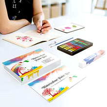 Load image into Gallery viewer, Watercolor Paint set ,Emooqi Premium Watercolour Paint Box with 36 Colors Pigment ,2 Hook Line Pen ,2 Water Brush Pen , Watercolor Paper Pad ,for Artists, Painting ,Professionals , Beginner Painters