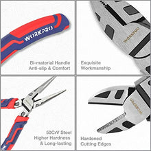 Load image into Gallery viewer, WORKPRO 5-piece Pliers Set with Storage Pouch, 7-Inch Long Nose, 6-Inch Diagonal, 8-Inch Groove Joint, 6-Inch Slip Joint, 8-Inch Linesman, Portable Home Hand Tools