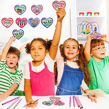 Load image into Gallery viewer, 72 Pieces Valentines Pencils Toppers Cards Valentines Cards Set Valentine's Day Pencils Stationary Kit for Kids Giving School Classroom Exchange Party Favor Supplies