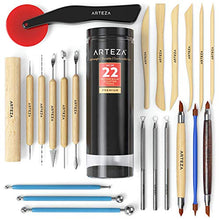 Load image into Gallery viewer, Arteza Pottery Tools & Clay Sculpting Tools, Set of 22 Pieces in PET Storage Tube, for Clay, Pottery, Ceramics Artwork & Holiday Crafts