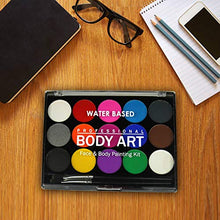 Load image into Gallery viewer, Face Paint Kit for Kids, Professional Quality Face & Body Paint, Hypoallergenic Safe & Non-Toxic, Easy to Painting and Washing, Ideal for Halloween Party Face Painting, 15 Colors with Two Brush