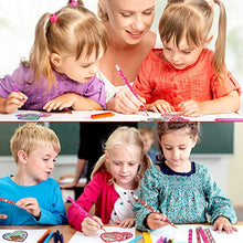 Load image into Gallery viewer, 72 Pieces Valentines Pencils Toppers Cards Valentines Cards Set Valentine's Day Pencils Stationary Kit for Kids Giving School Classroom Exchange Party Favor Supplies