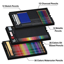 Load image into Gallery viewer, Shuttle Art 123 Pack Art Pencil Set, 36 Watercolor Pencils,36 Oil Based Pencils,12 Sketch Pencils,12 Metallic Color Pencils,12 Charcoal Pencils,15 Pieces Drawing Kit, Great Gift for Kids Adults