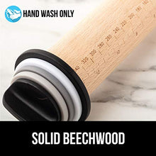 Load image into Gallery viewer, Gorilla Grip Premium Rolling Pin, Adjustable Dough Roller Solid Beechwood, Removable Thickness Rings to Measure Doughs Professional Home Kitchen Baking Utensil, Pizza Pies, Black Gray White Light Gray