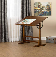 Load image into Gallery viewer, Vintage Rustic Oak Drafting Table, Top Adjustable Drafting Table Craft Table Drawing Desk Hobby Table Writing Desk Studio Desk, 42''W x 30''D