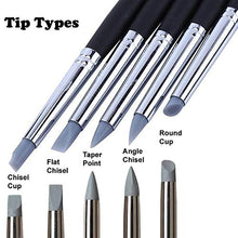 Load image into Gallery viewer, Barvotti 5 Pcs Set of Silicone Color Shapers Tools with Soft Rubber Tip to Paint, Blend, Carve, Smudge - Clay Sculpting Tools, Black Wooden Handle - 10mm Tips
