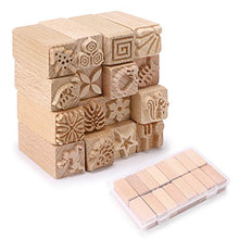 Load image into Gallery viewer, OwnMy Set of 16 Clay Modeling Pattern Stamp Kit Pottery Stamps for Clay, Wooden Clay Pottery Stamps Pottery Tool Wood Block Stamps, Clay Rolling Pin Textured Stamp Press Wooden Pottery Roller Tools