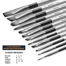Load image into Gallery viewer, Nicpro 12 PCS Acrylic Paint Brushes Artist Taklon Painting Brush Set for Watercolor Oil Gouache Ceramic Face Body Shoes Craft Model, Kid & Adult Art Paintbrushes