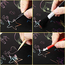 Load image into Gallery viewer, 9 Pcs Scratch Art Tools, Scratching Drawing Tools Set for Adults & Kids Painting Paper : Artist Glove, Tools Bag, Scratch Coloring Pens, Plastic and Wooden Stylus, Scraper, Repair Pen, Clean Brush