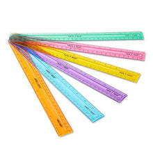 Load image into Gallery viewer, hand2mind Safe-T Ruler for Kids Math, Rainbow Plastic Rulers, Flat 12 in. Flexible Rulers, Safety Ruler for Measurement, Safety Kids School Supplies, Straight Shatter-Resistant Rulers (Pack of 24)