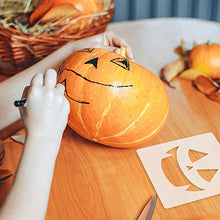 Load image into Gallery viewer, Halloween Plastic Painting Stencils 20 Pcs Reusable Pumpkin Expression Templates for DIY Card, Craft Art Drawing Painting Spraying Window Glass Wood Airbrush Walls Art