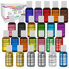 Load image into Gallery viewer, U.S. Cake Supply Deluxe 24 Bottle Airbrush Cake Color Set - The 22 Most Popular Colors in 0.7 fl. oz. (20ml) Bottles - Safely Made in the USA product